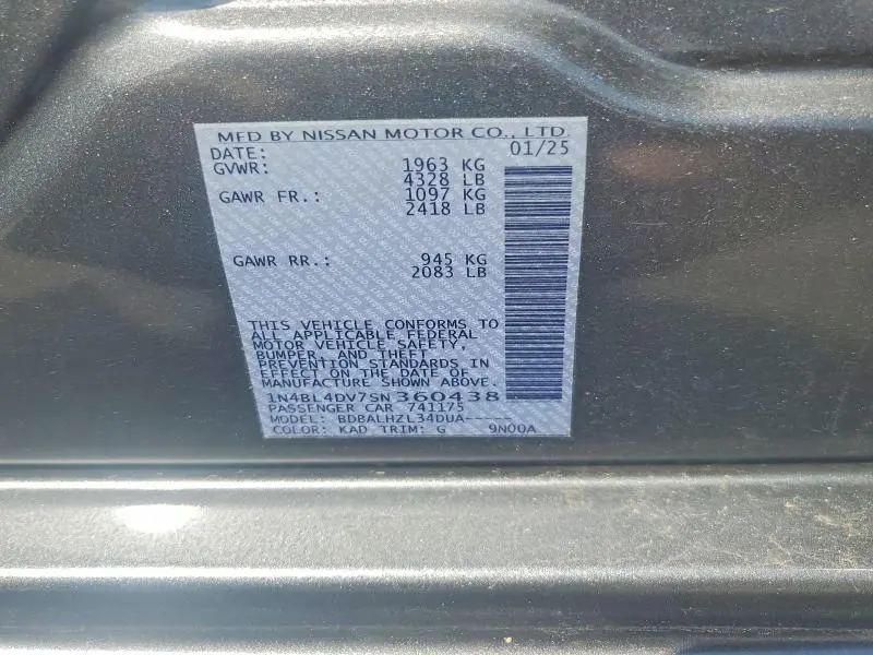2025 NISSAN ALTIMA SV  