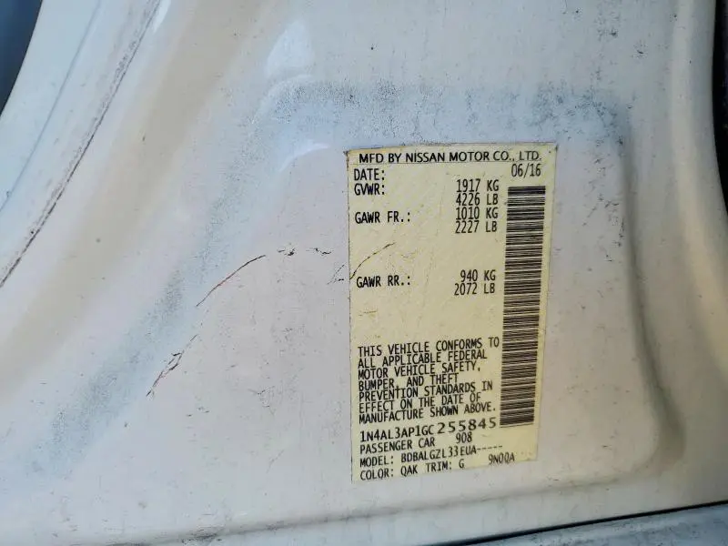 2016 NISSAN ALTIMA 2.5 S  
