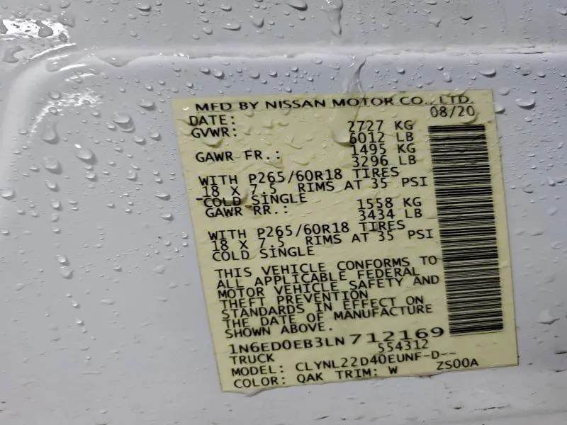 2020 NISSAN FRONTIER S  