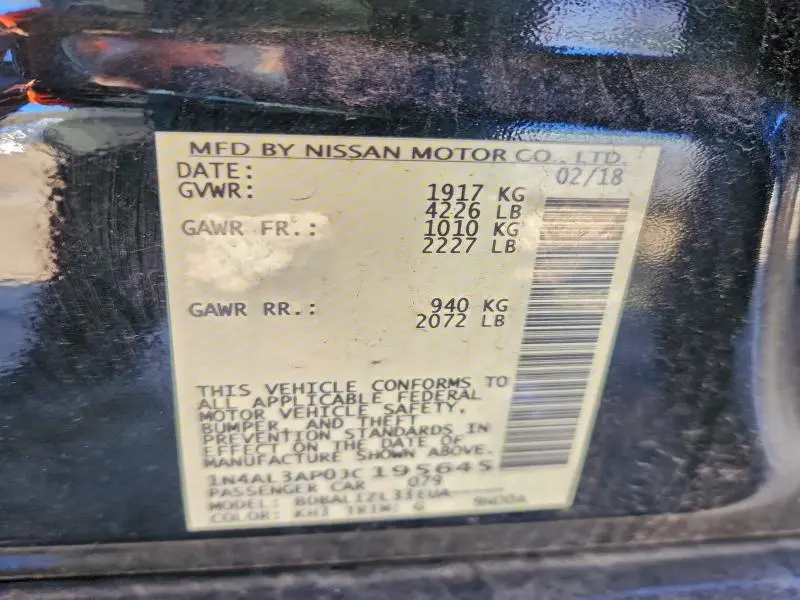 2018 NISSAN ALTIMA 2.5  