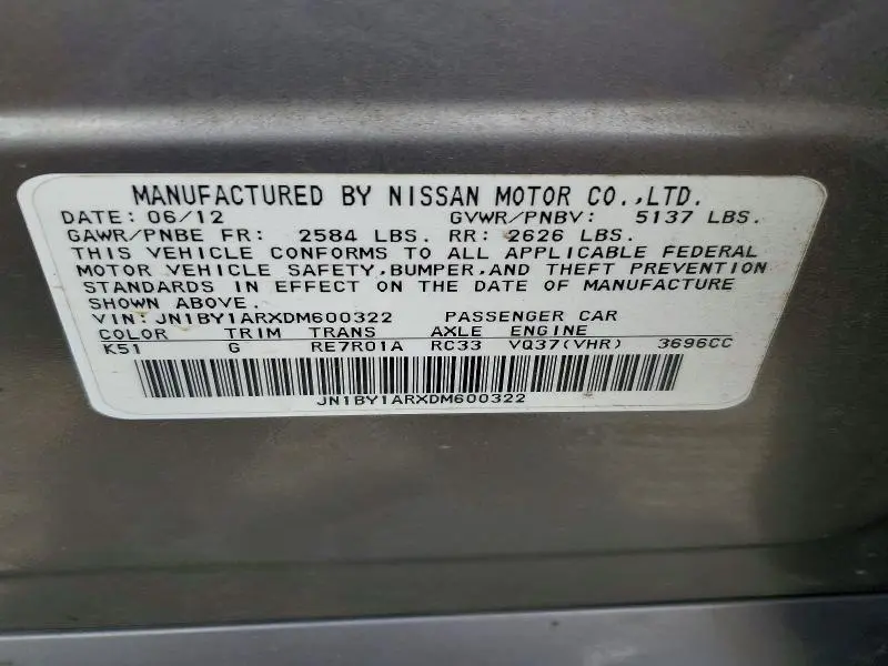 2013 INFINITI M37 X  