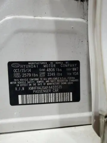 2015 HYUNDAI AZERA LIMITED  