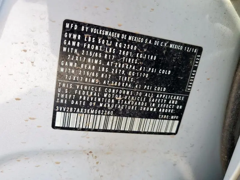 2019 VOLKSWAGEN TIGUAN SE  