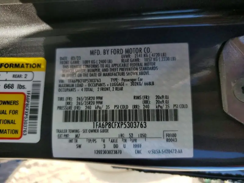 2023 FORD MUSTANG GT  