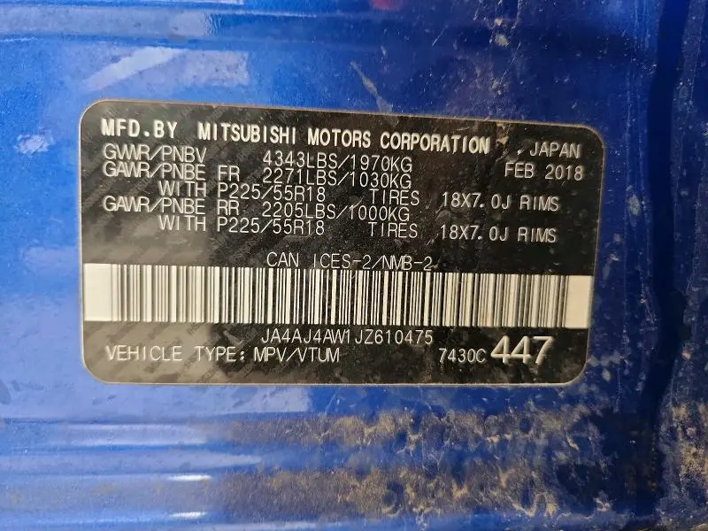 2018 MITSUBISHI RVR SE LIMITED  