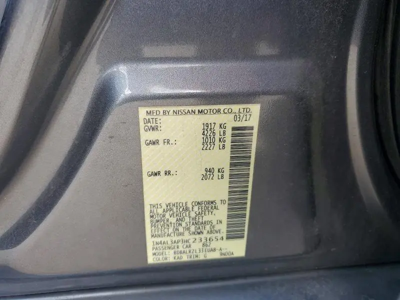 2017 NISSAN ALTIMA 2.5 SL  