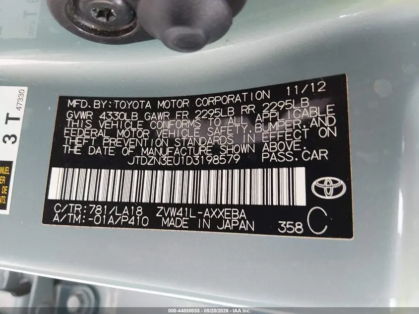 2013 TOYOTA PRIUS V FIVE