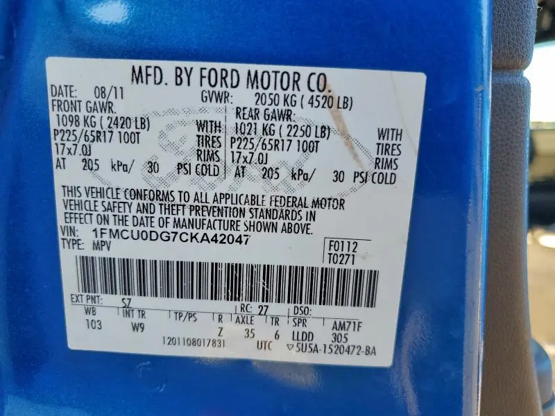 2012 FORD ESCAPE XLT  