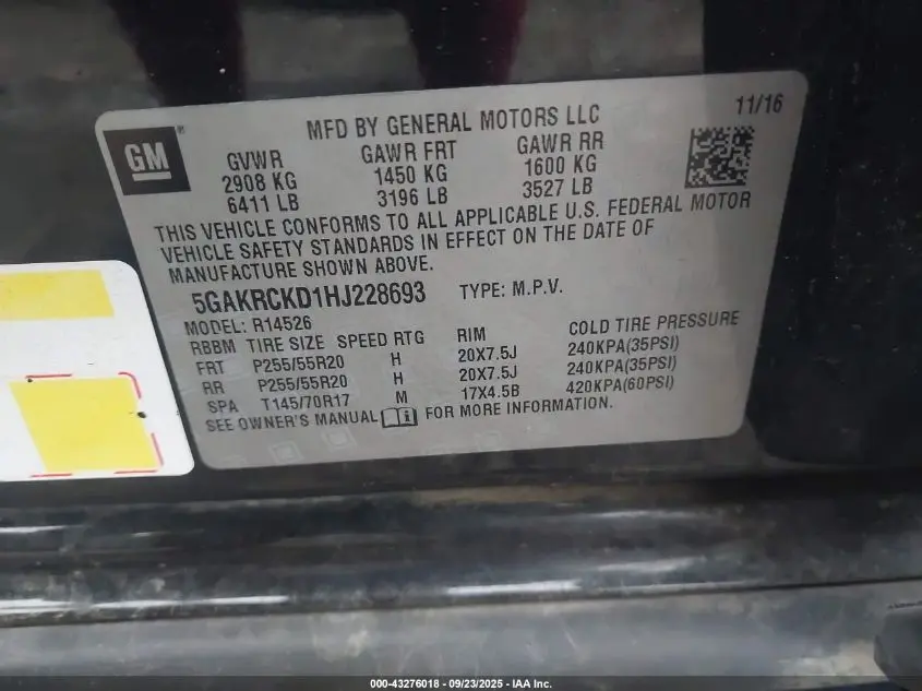 2017 BUICK ENCLAVE PREMIUM