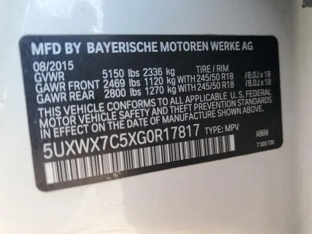 2016 BMW X3 XDRIVE35I  