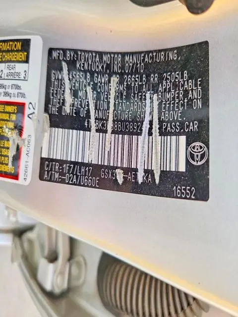 2011 TOYOTA AVALON BASE  