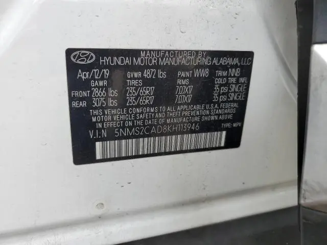 2019 HYUNDAI SANTA FE SE  