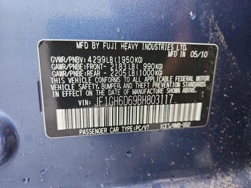 2011 SUBARU IMPREZA OUTBACK SPORT  
