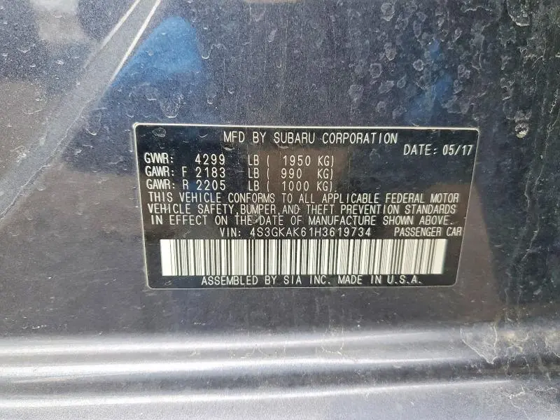 2017 SUBARU IMPREZA SPORT  