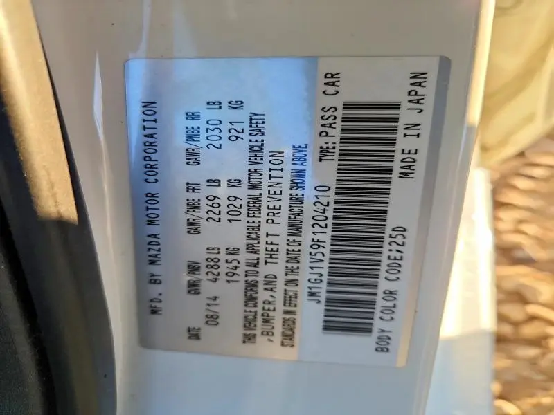 2015 MAZDA 6 TOURING  