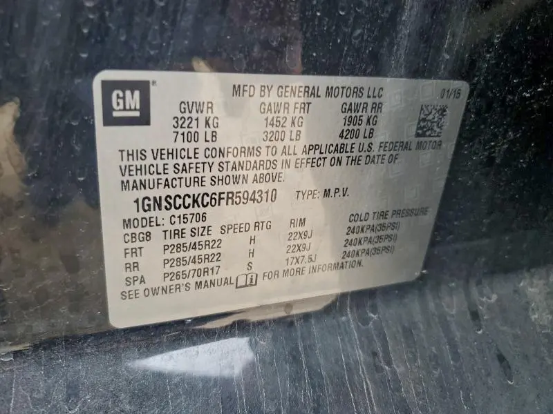 2015 CHEVROLET TAHOE C1500 LTZ  