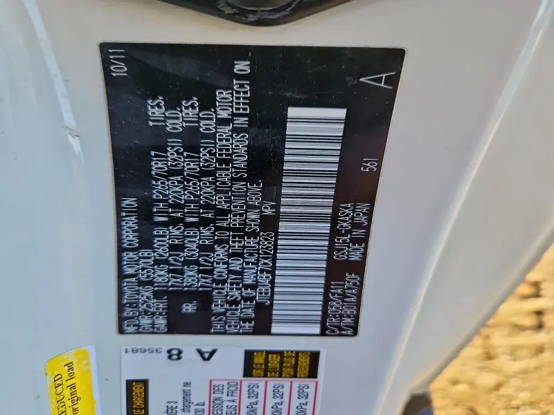 2012 TOYOTA FJ CRUISER BASE  