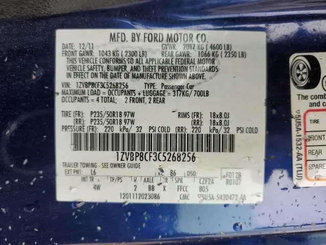 2012 FORD MUSTANG GT  