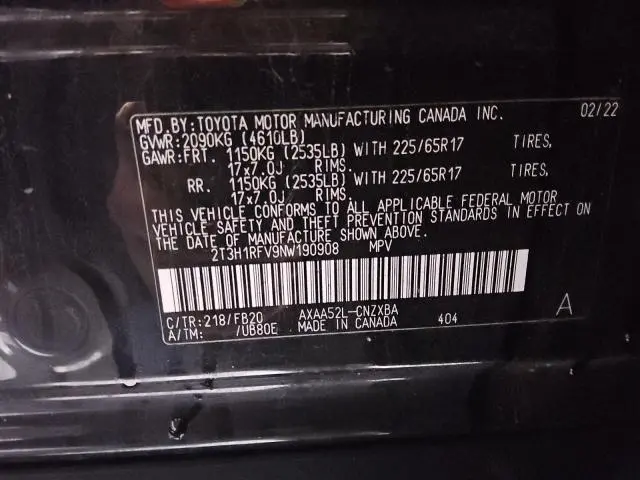 2022 TOYOTA RAV4 LE
