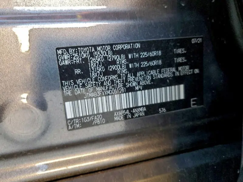 2021 TOYOTA RAV4 PRIME SE  