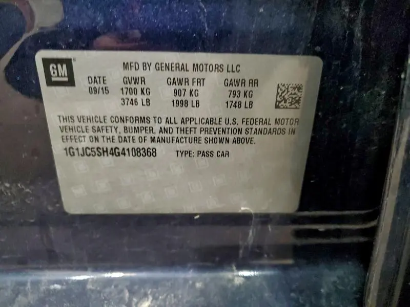 2016 CHEVROLET SONIC LT  