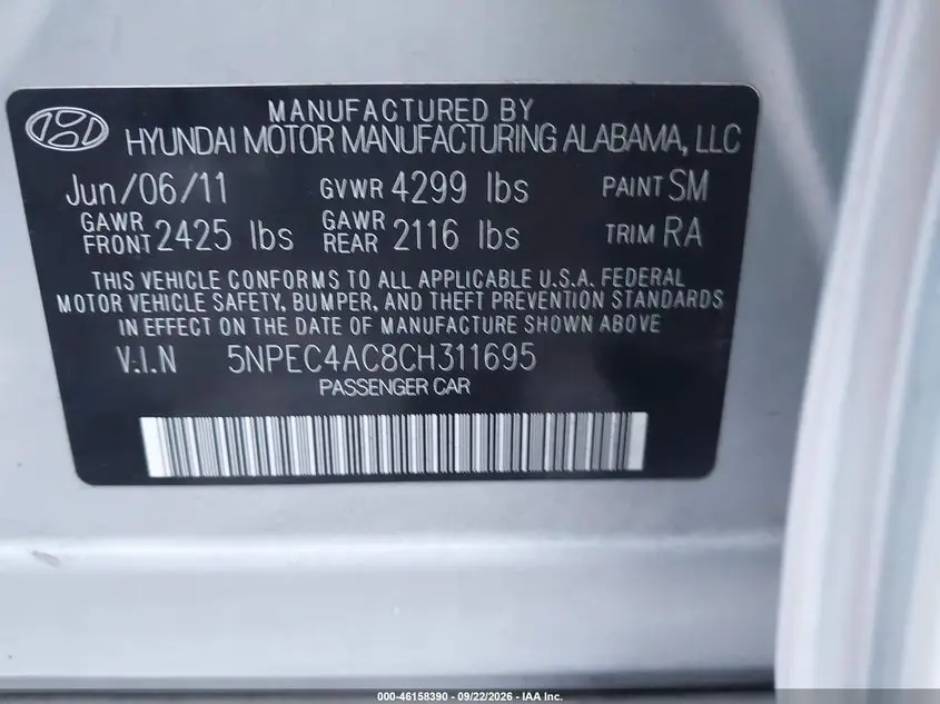 2012 HYUNDAI SONATA SE
