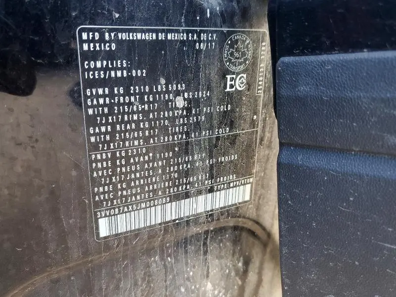2018 VOLKSWAGEN TIGUAN   