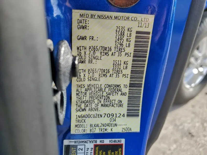 2014 NISSAN FRONTIER SV  