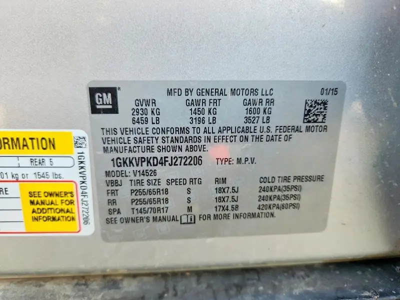 2015 GMC ACADIA SLE  