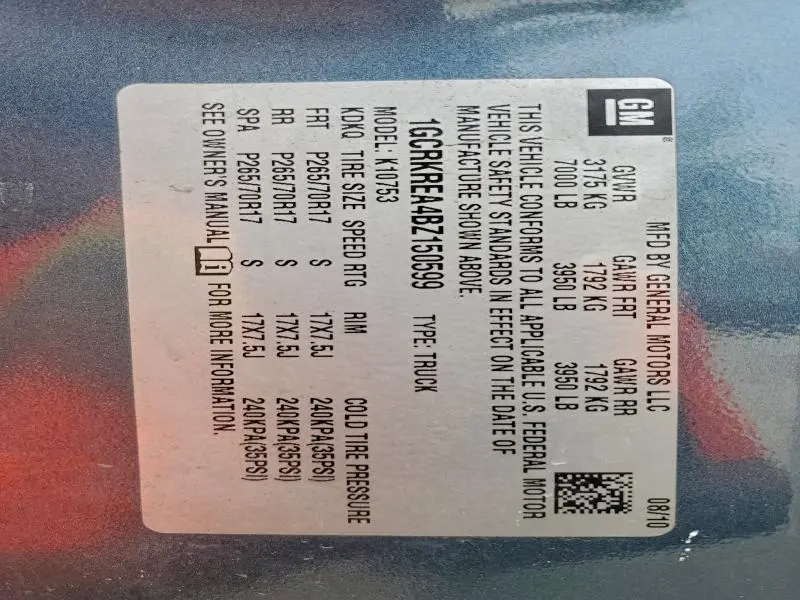 2011 CHEVROLET SILVERADO K1500 LS  