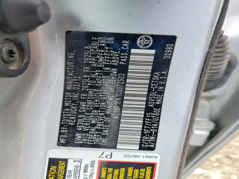 2012 TOYOTA CAMRY SE  