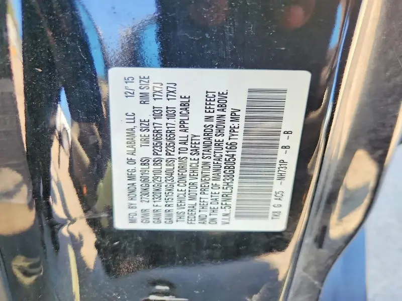 2016 HONDA ODYSSEY SE  
