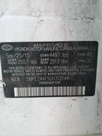 2016 HYUNDAI SONATA SE  