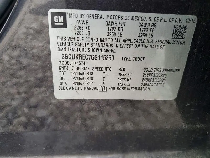 2016 CHEVROLET SILVERADO K1500 LT  