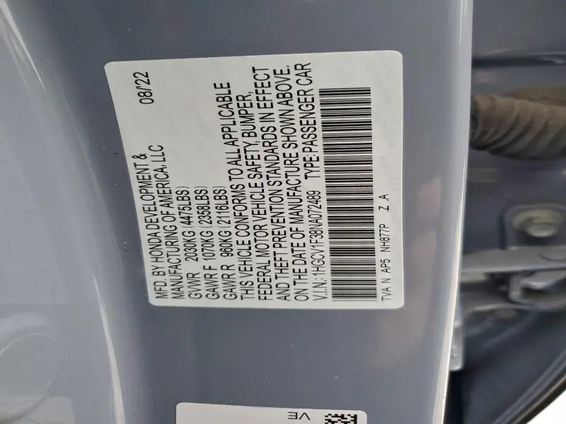 2022 HONDA ACCORD SPORT  