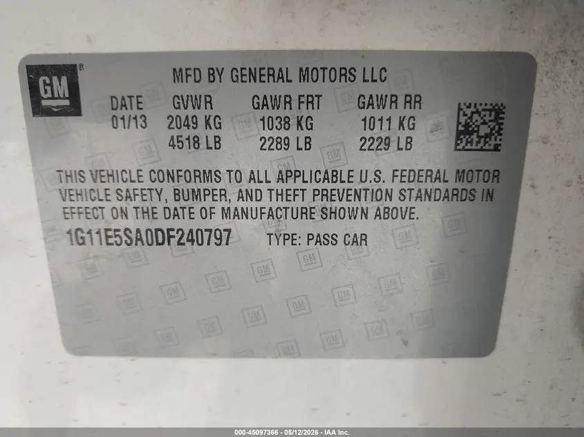 2013 CHEVROLET MALIBU 2LT