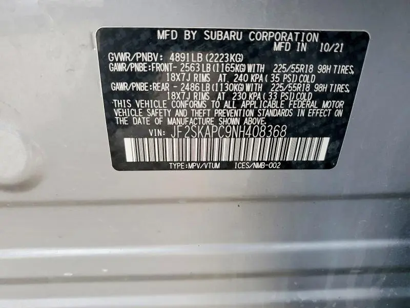 2022 SUBARU FORESTER LIMITED  