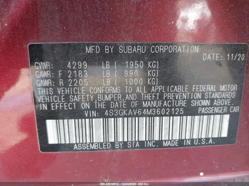 2021 SUBARU IMPREZA PREMIUM