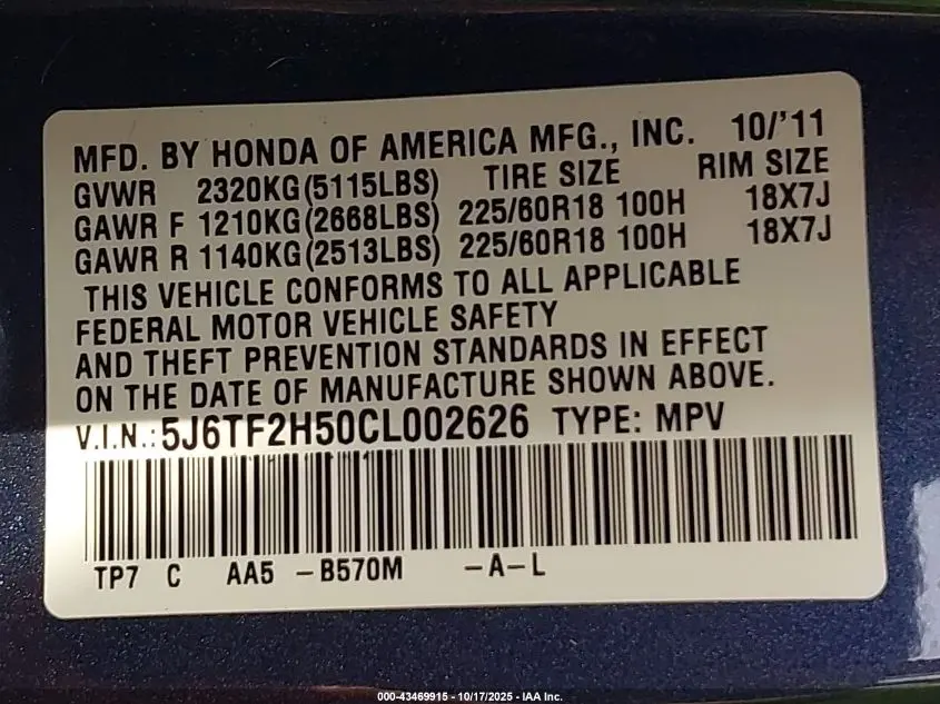 2012 HONDA CROSSTOUR EX-L