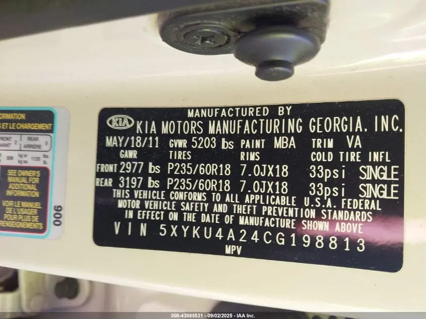 2012 KIA SORENTO EX V6