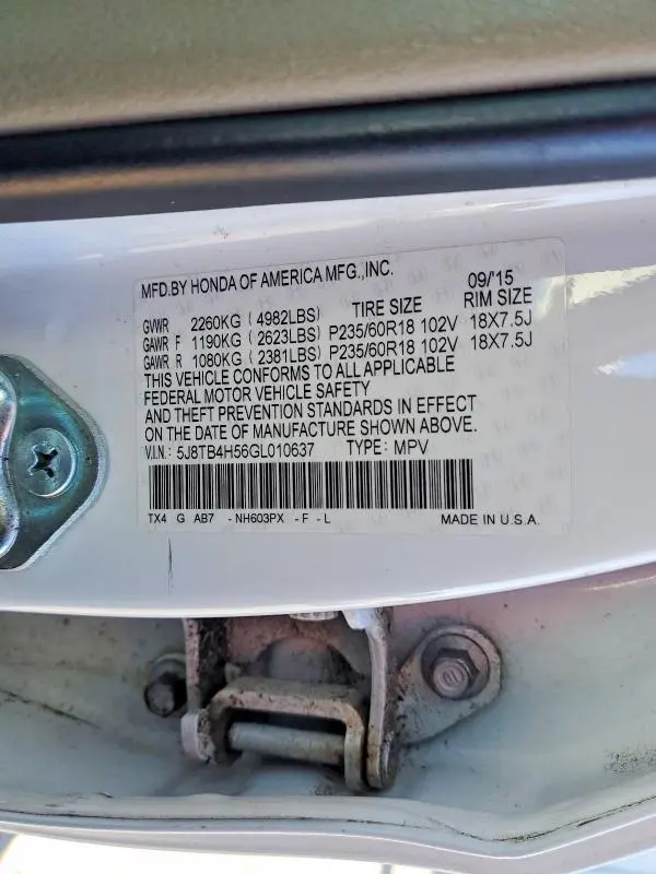 2016 ACURA RDX TECHNOLOGY  