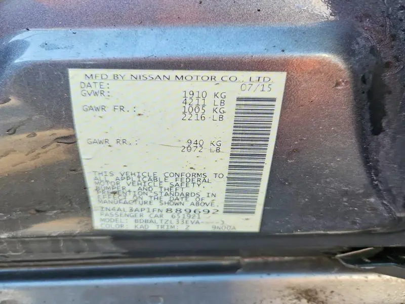 2015 NISSAN ALTIMA 2.5 SL  