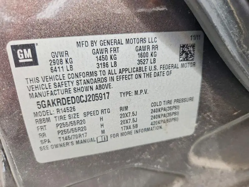 2012 BUICK ENCLAVE   