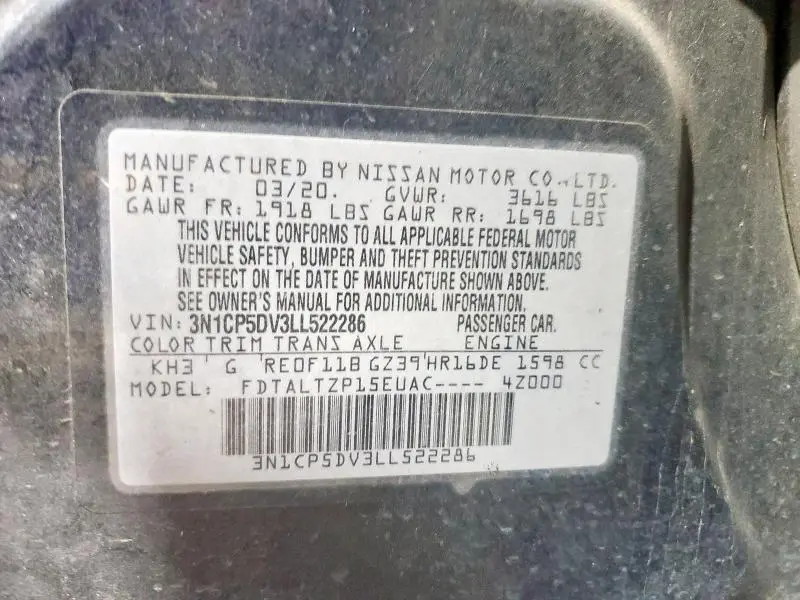 2020 NISSAN KICKS SR  