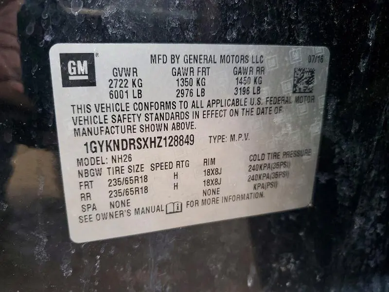 2017 CADILLAC XT5 LUXURY  