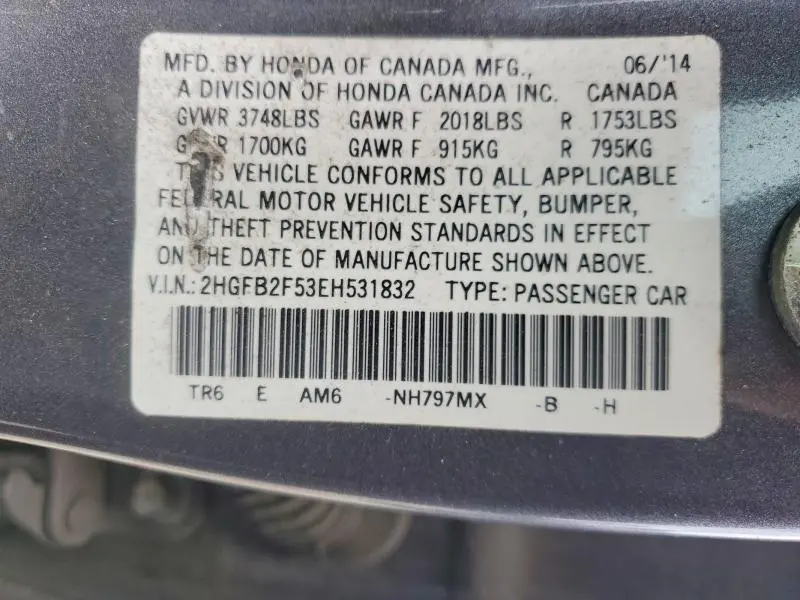 2014 HONDA CIVIC LX  