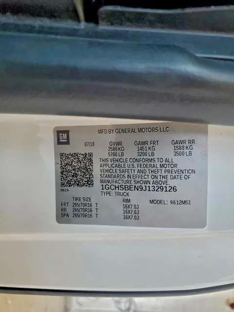 2018 CHEVROLET COLORADO   