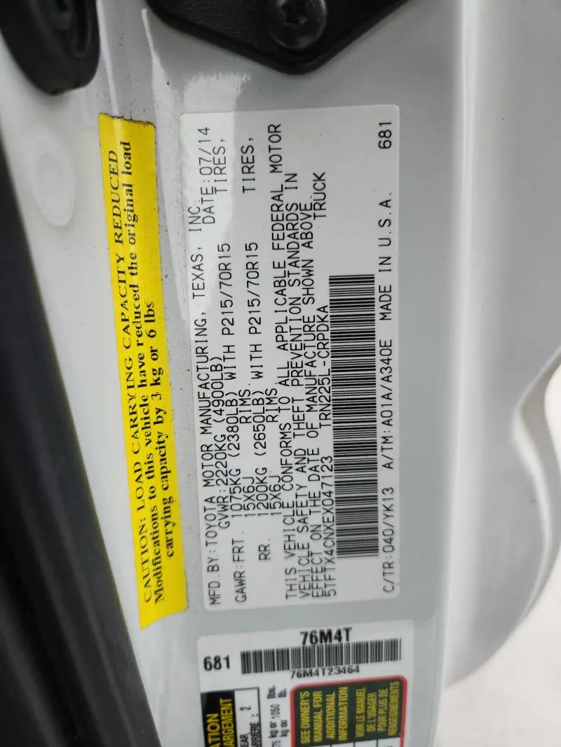 2014 TOYOTA TACOMA ACCESS CAB  