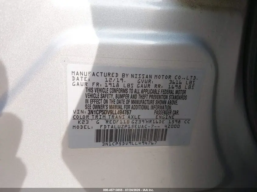 2020 NISSAN KICKS SR XTRONIC CVT