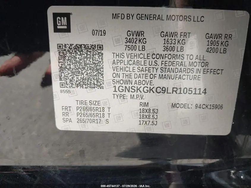 2020 CHEVROLET SUBURBAN 4WD LS